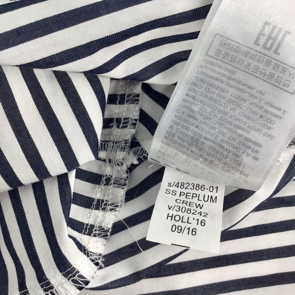 Banana Republic | Short Sleeve Stripe Peplum Crew Top Size Small - Picture 7 of 14